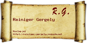 Reiniger Gergely névjegykártya